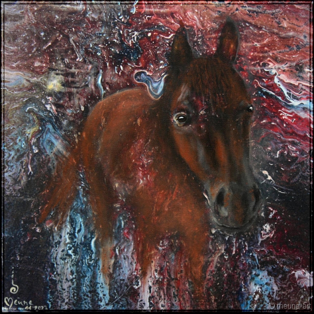 Ich sehe was was Du nicht siehst 4 Acryl Misch-Fließtechnik auf Leinwand; 30 x 30 cm;